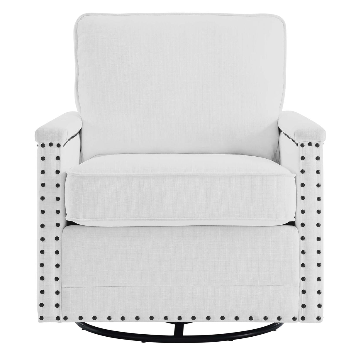 32 Inch Upholstered Fabric Swivel Chair with Nailhead Trim