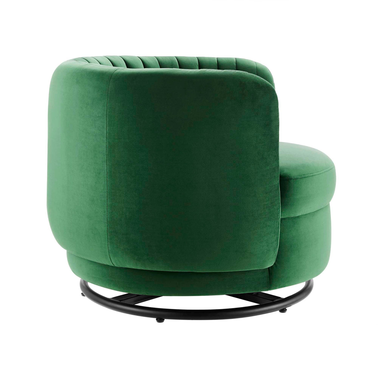 34 Inch Vertical Channel Tufted Performance Velvet Swivel Accent Chair with Black Metal Base