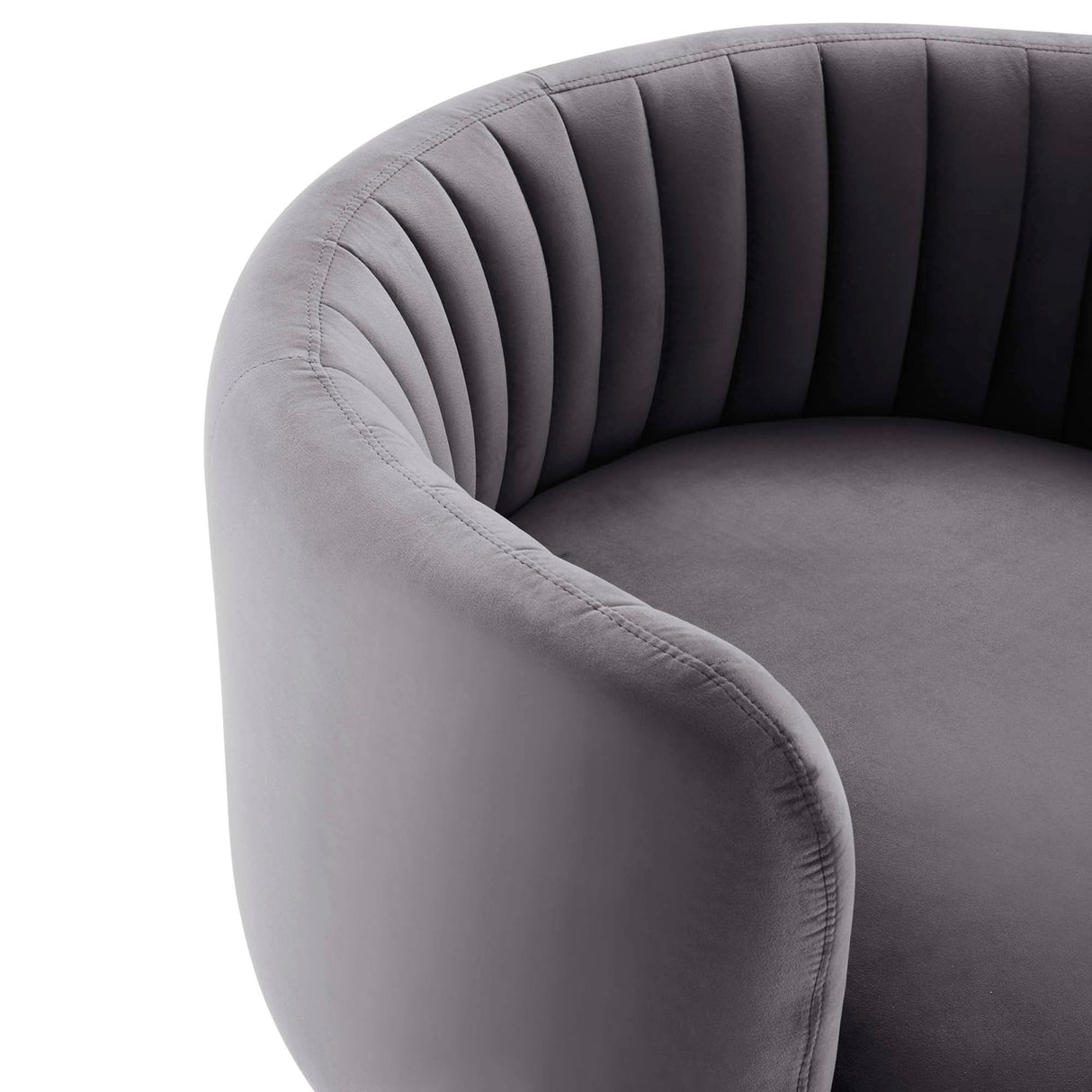 34 Inch Vertical Channel Tufted Performance Velvet Swivel Accent Chair with Black Metal Base