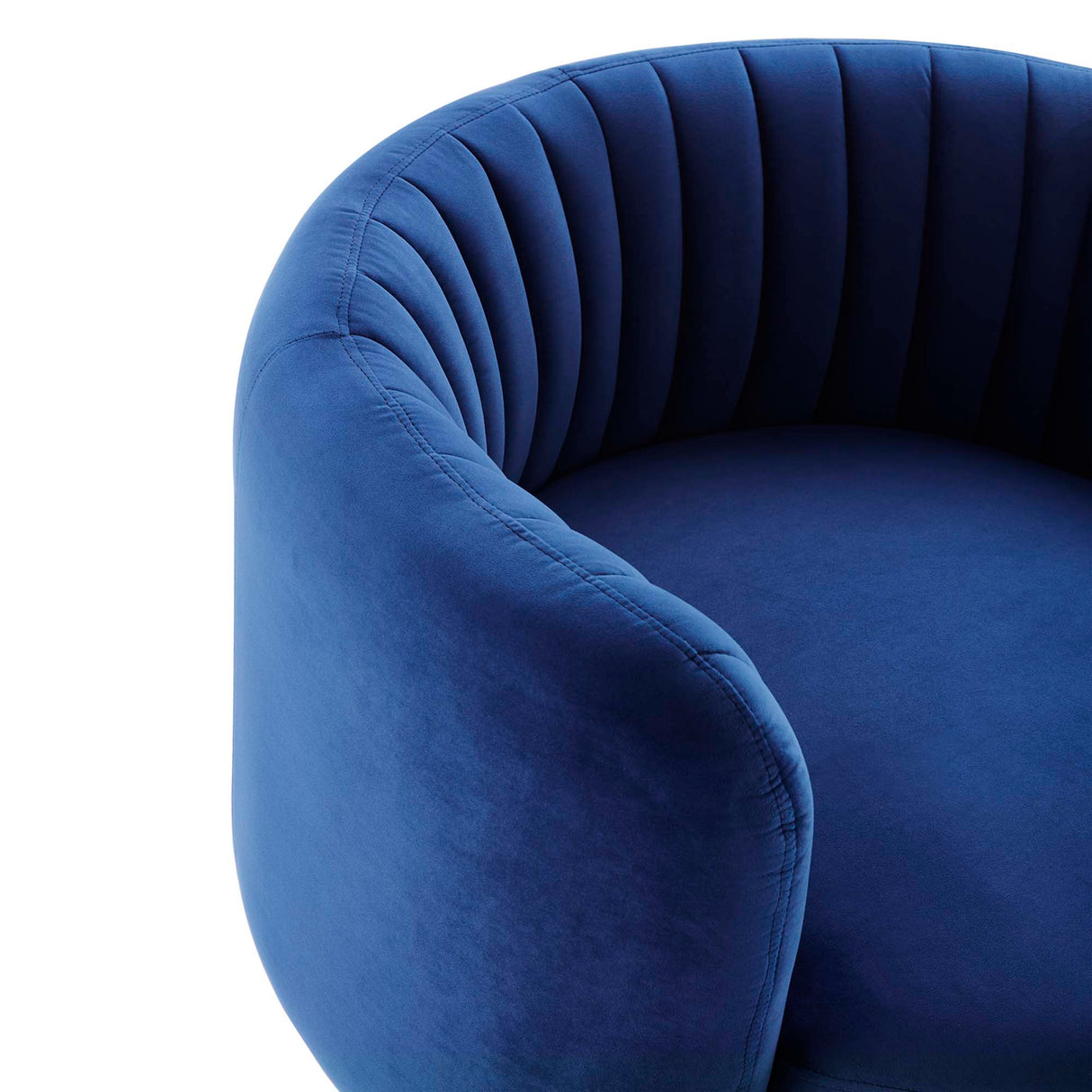 34 Inch Vertical Channel Tufted Performance Velvet Swivel Accent Chair with Black Metal Base