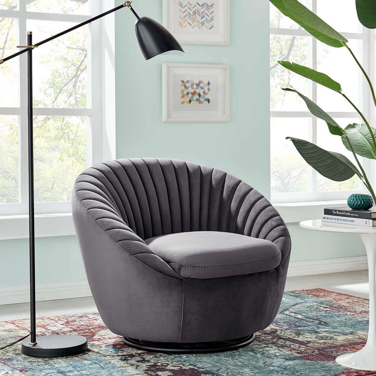 32 Inch Performance Velvet Swivel Chair