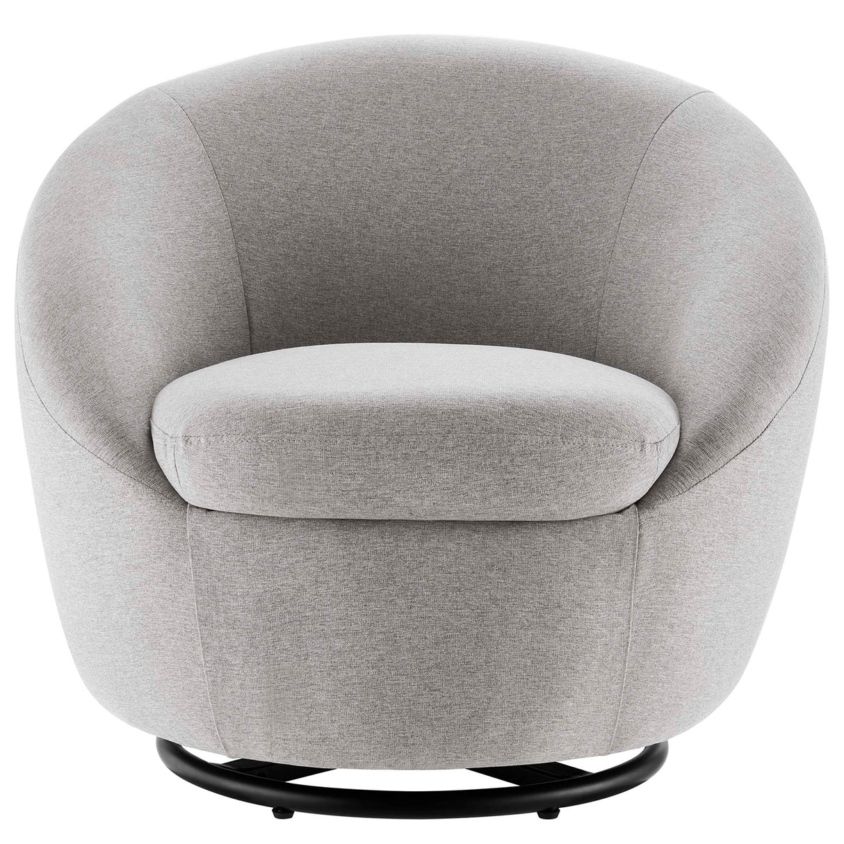 32 Inch Upholstered Fabric Swivel Accent Chair with Black Metal Base