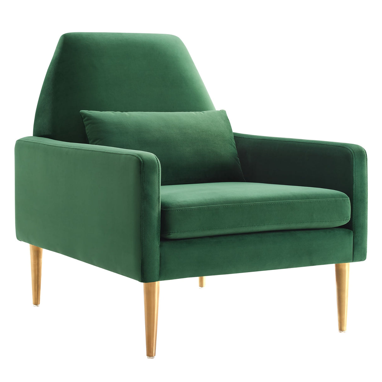 29 Inch Performance Velvet Armchair with Gold Stainless Steel Legs