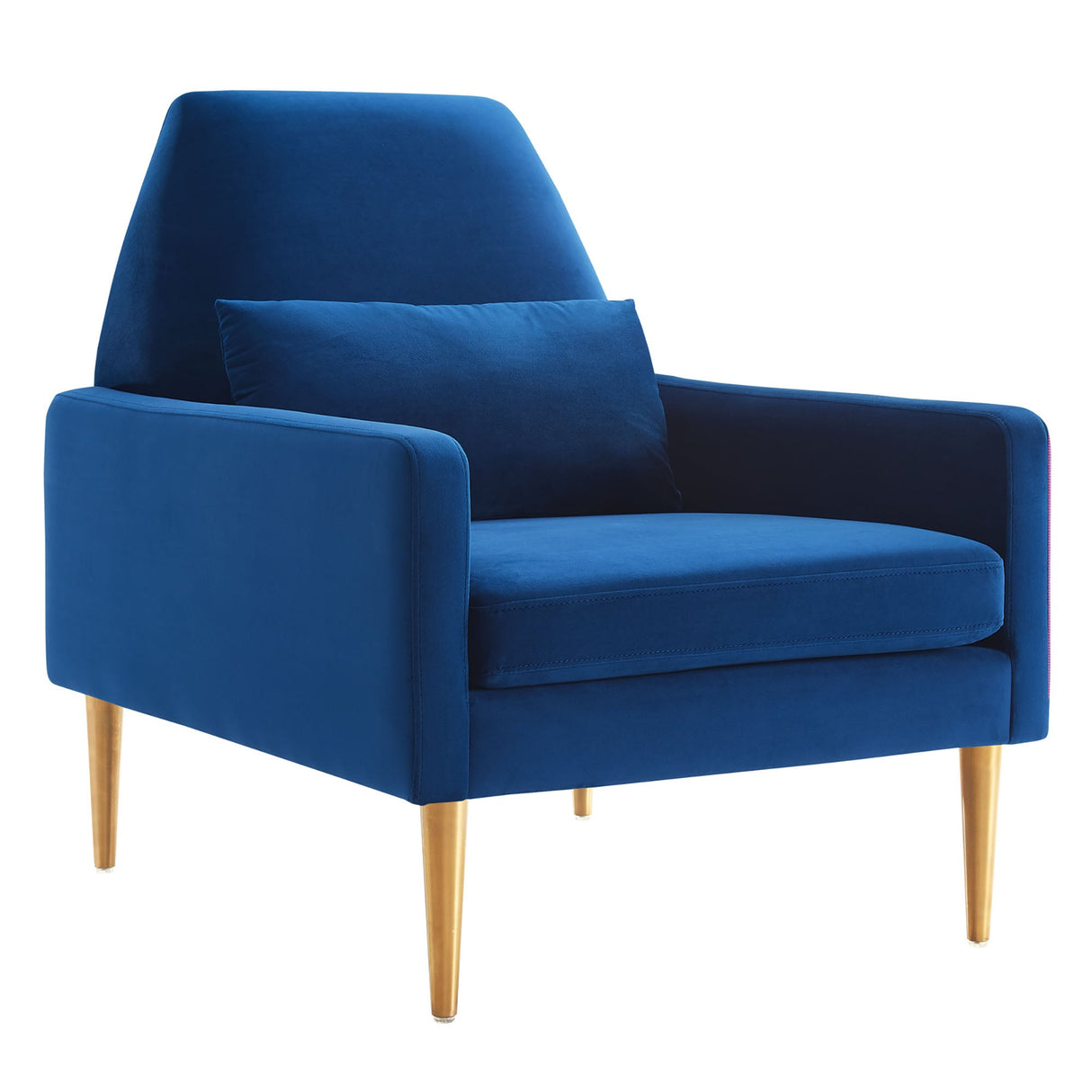 29 Inch Performance Velvet Armchair with Gold Stainless Steel Legs