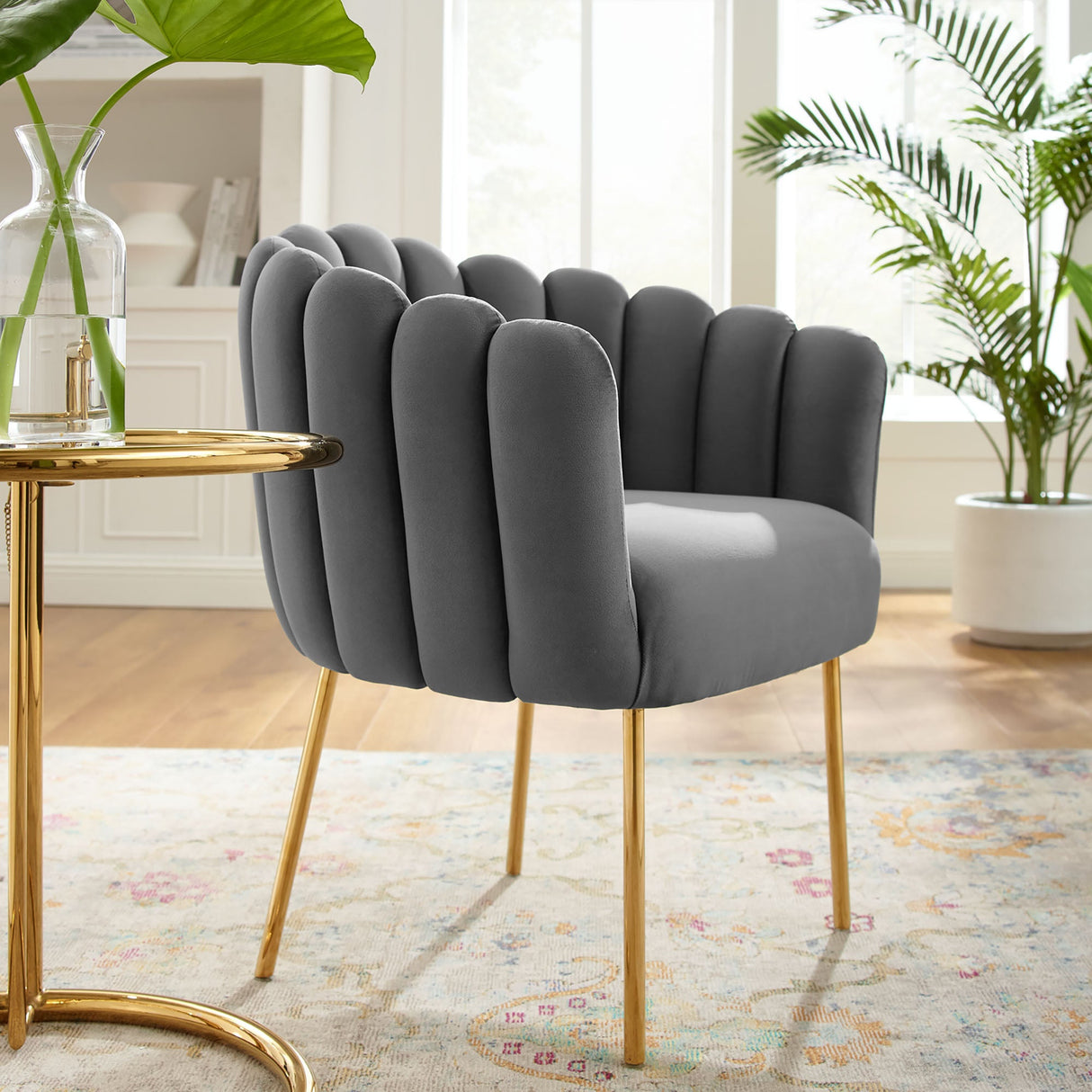 23 Inch Channel Tufted Performance Velvet Armchair