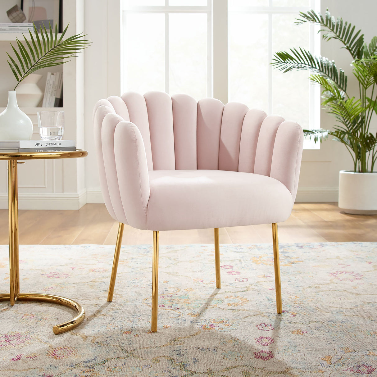 23 Inch Channel Tufted Performance Velvet Armchair