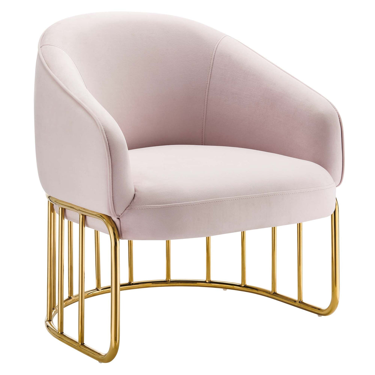 24 Inch Performance Velvet Armchair with Gold Stainless Steel Base