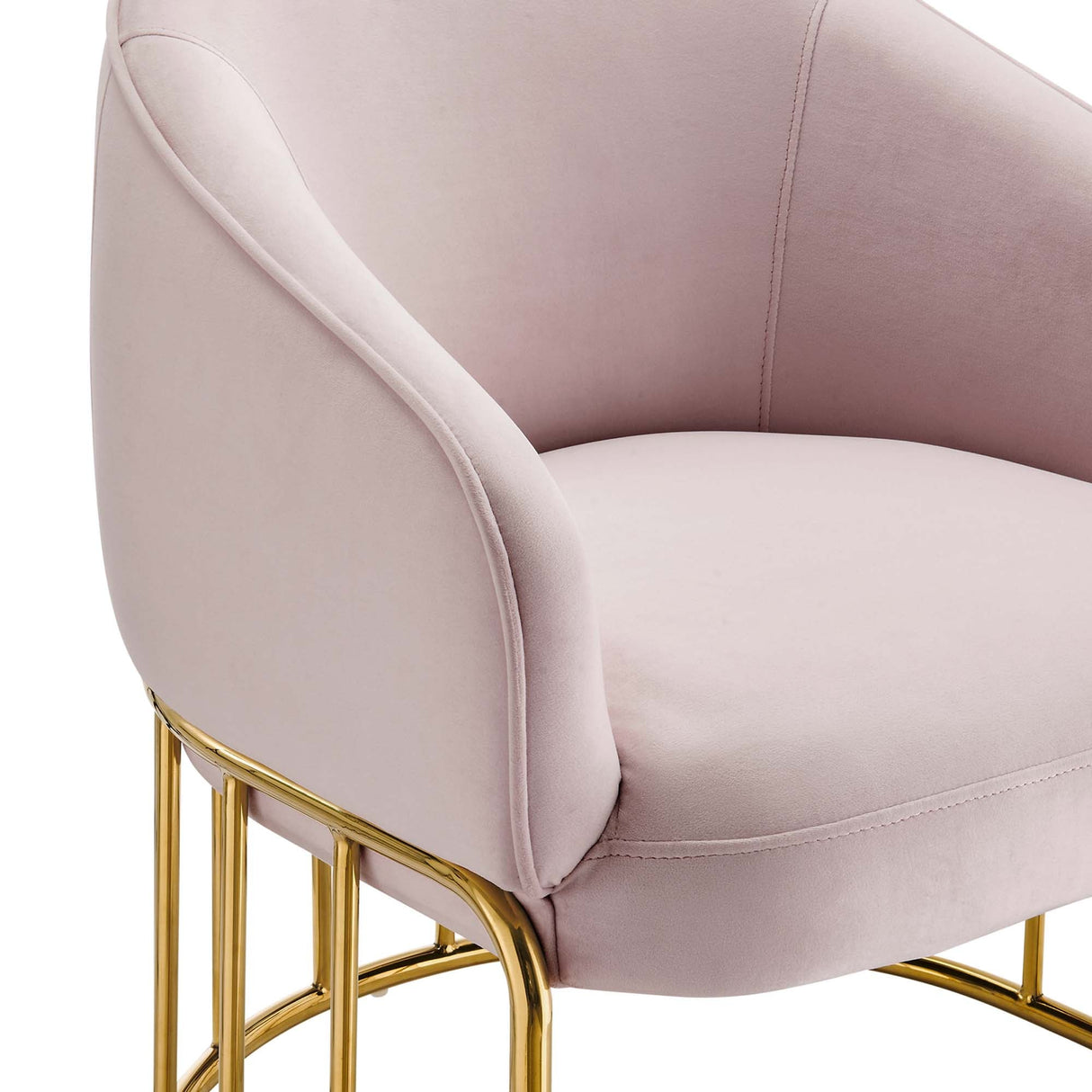 24 Inch Performance Velvet Armchair with Gold Stainless Steel Base