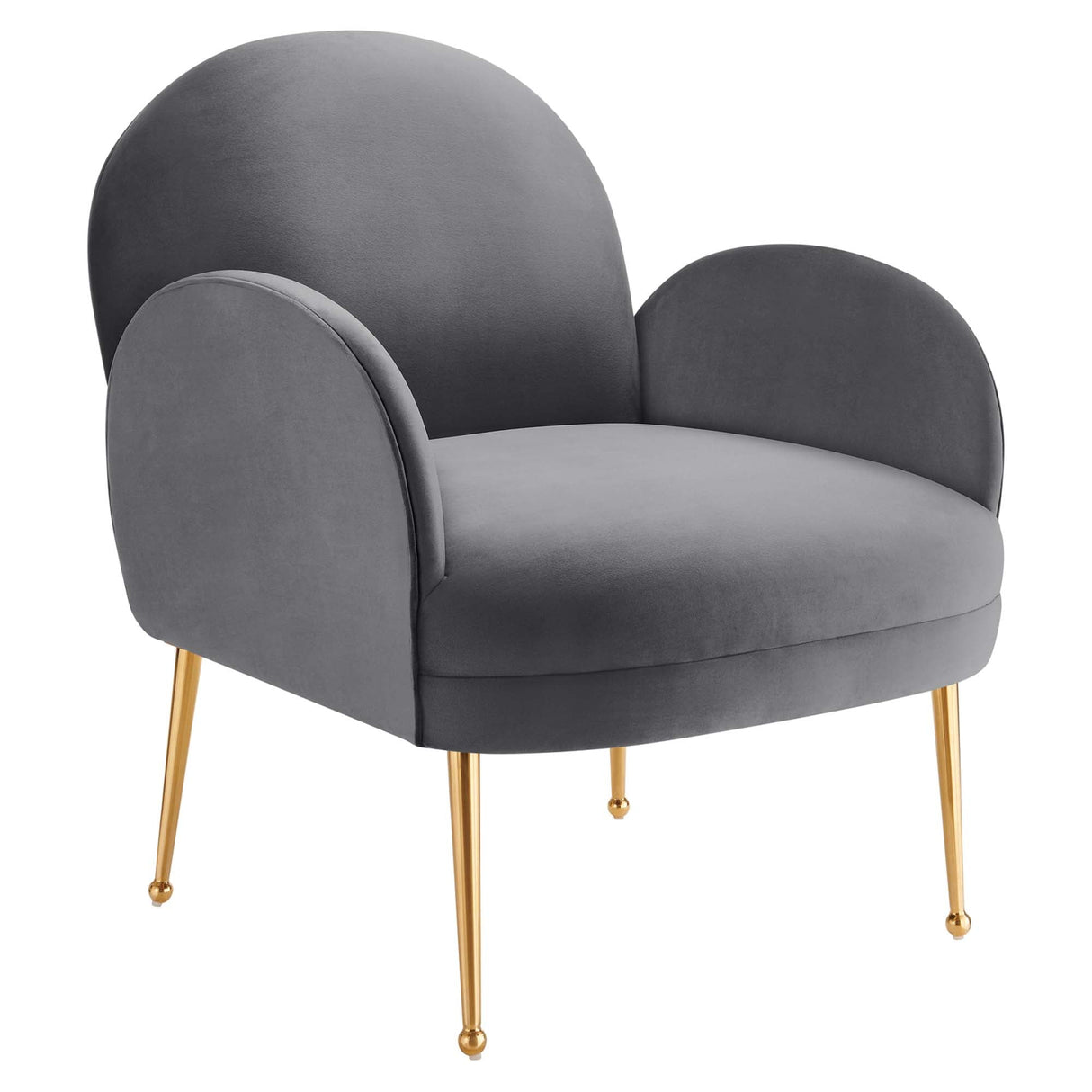 32 Inch Performance Velvet Armchair with Gold Stainless Steel Legs