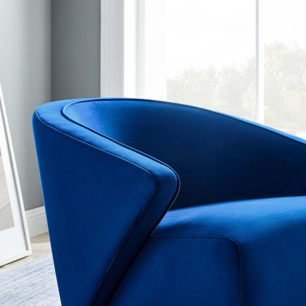31 Inch Performance Velvet Armchair with Brushed Gold Legs