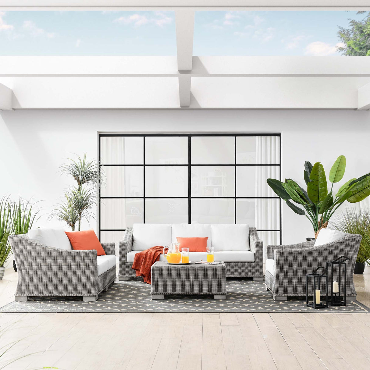 4-Piece Wicker Patio Furniture Set for Outdoor Seating and Conversation Areas