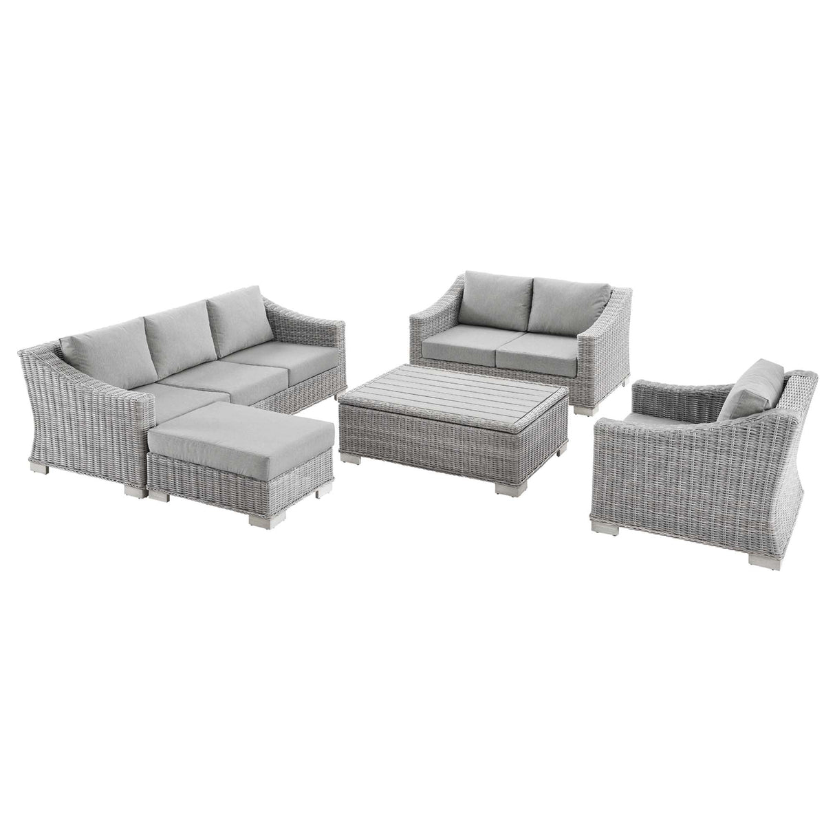 5-Piece Wicker Rattan Outdoor Patio Furniture Set with Sofa, Chairs and Table