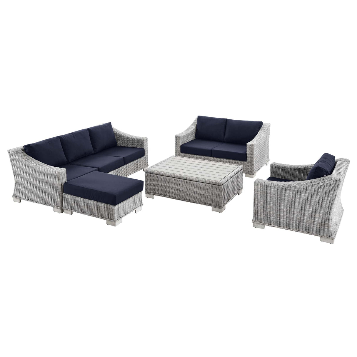 5-Piece Wicker Rattan Outdoor Patio Furniture Set with Sofa, Chairs and Table