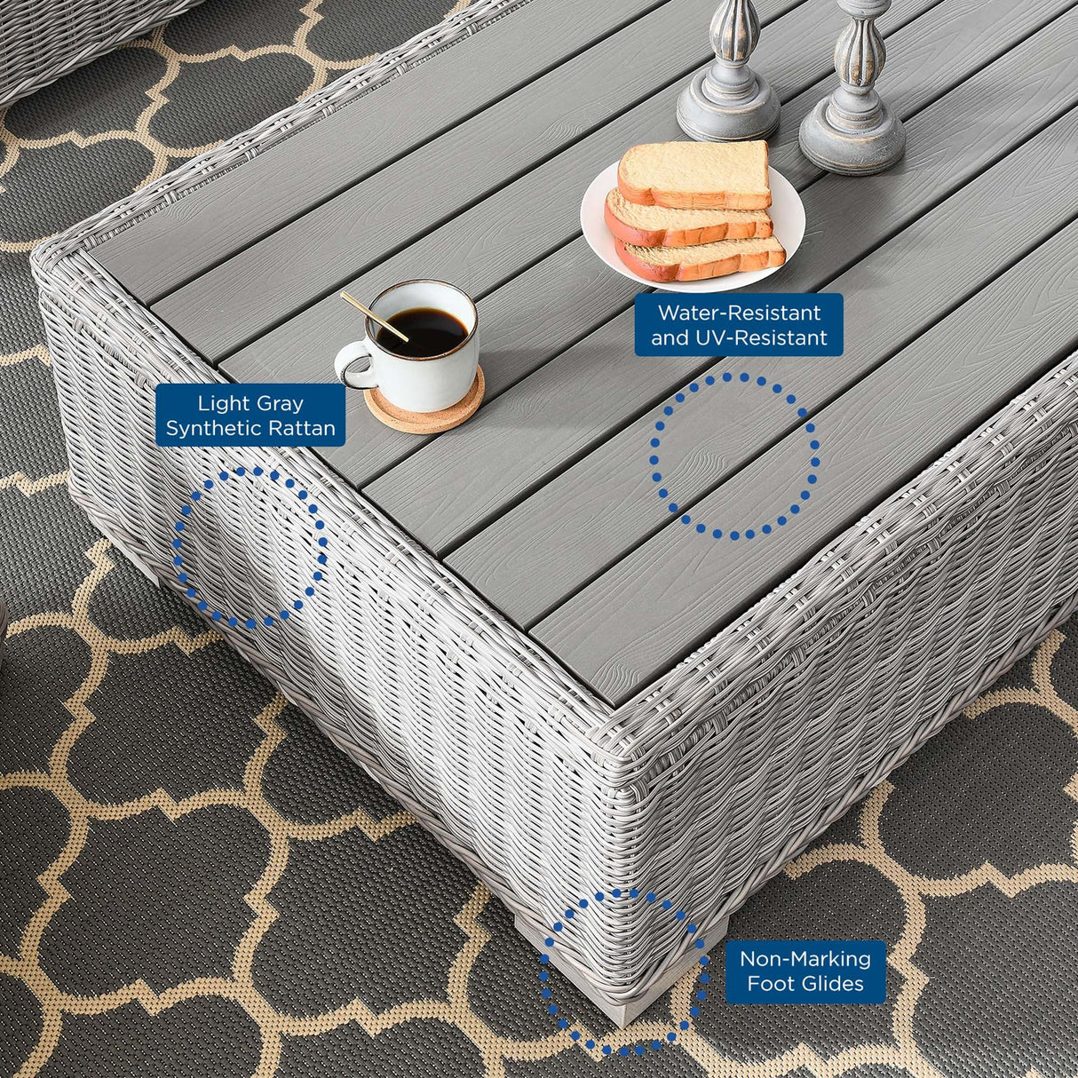 5-Piece Wicker Rattan Outdoor Patio Furniture Set with Sofa, Chairs and Table