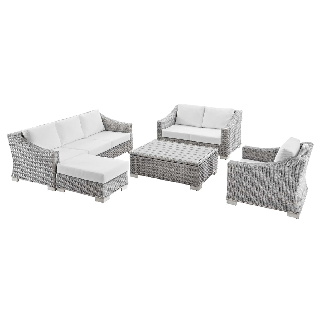 5-Piece Wicker Rattan Outdoor Patio Furniture Set with Sofa, Chairs and Table