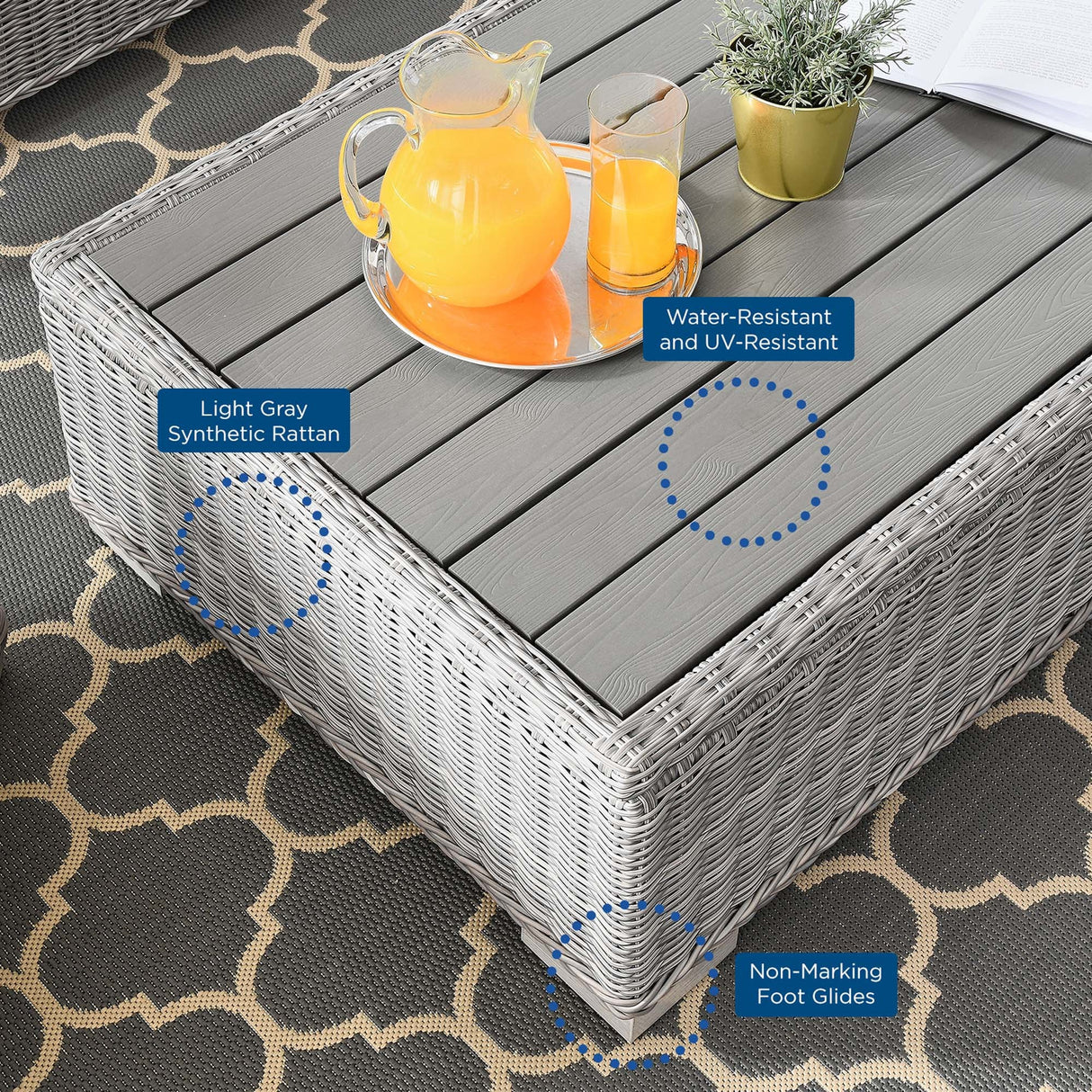 5-Piece Wicker Rattan Outdoor Patio Furniture Set with Sofa, Chairs and Table
