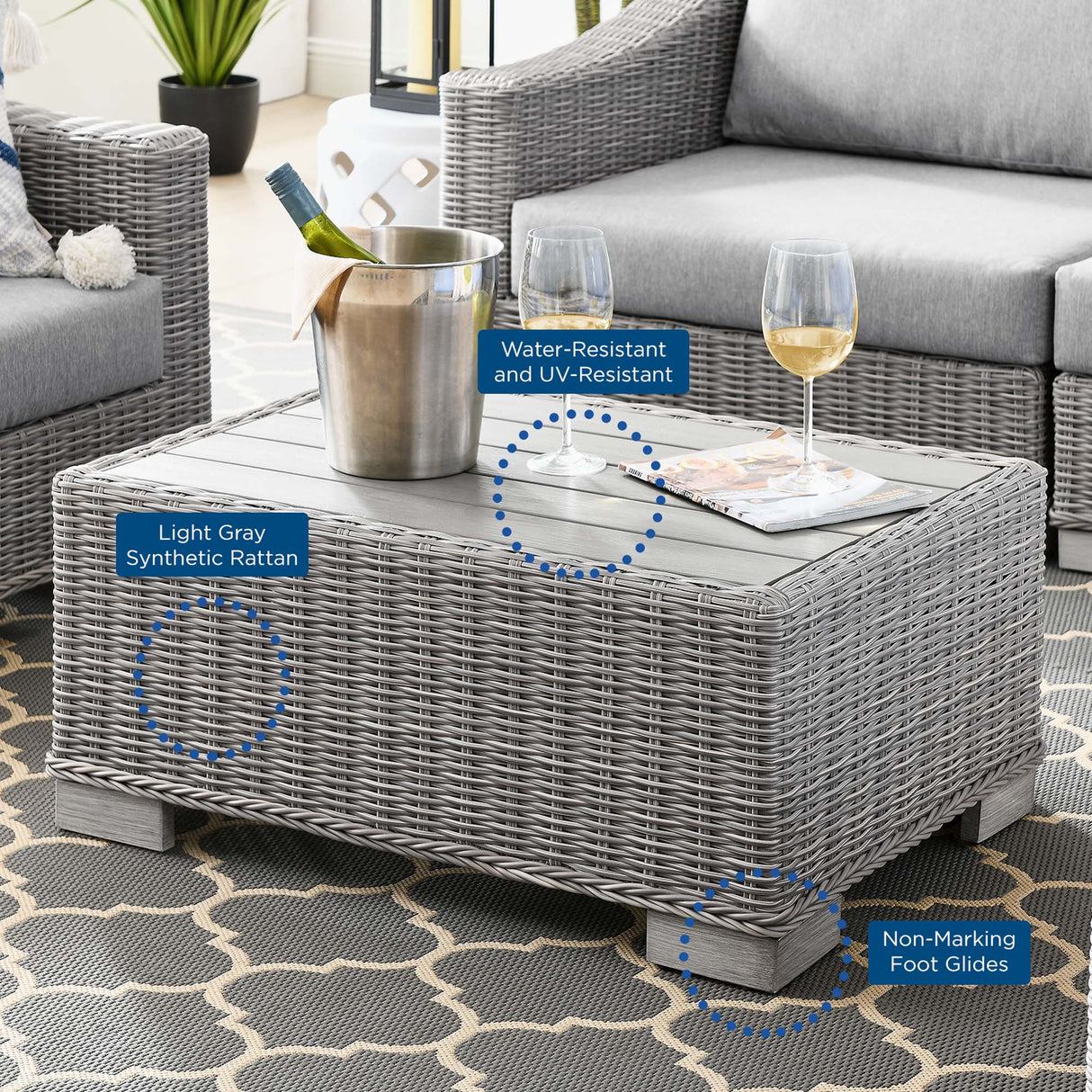 Wicker Rattan Outdoor Patio Furniture Set — Durable All-Weather Seating with Cushions