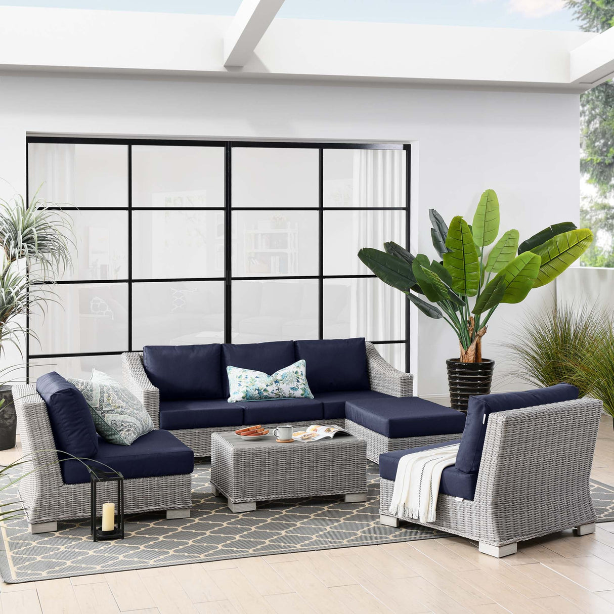 Wicker Rattan Outdoor Patio Furniture Set — Durable All-Weather Seating with Cushions