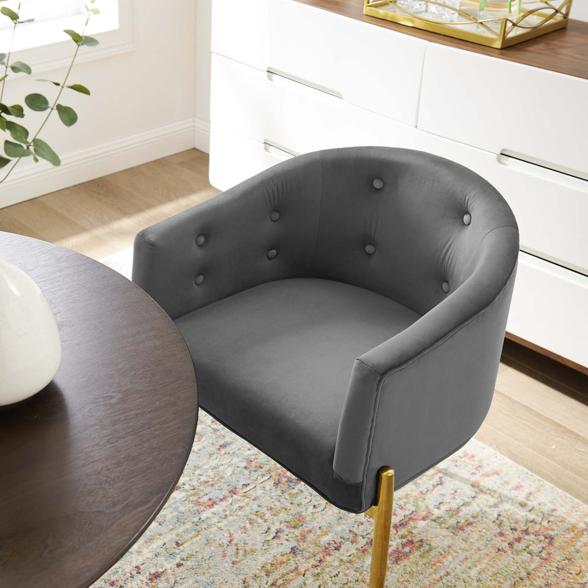 26 Inch Tufted Performance Velvet Accent Chair Set of 2