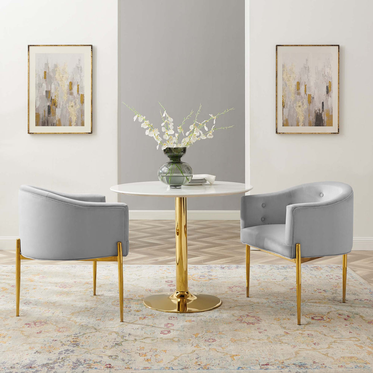 26 Inch Tufted Performance Velvet Accent Chair Set of 2