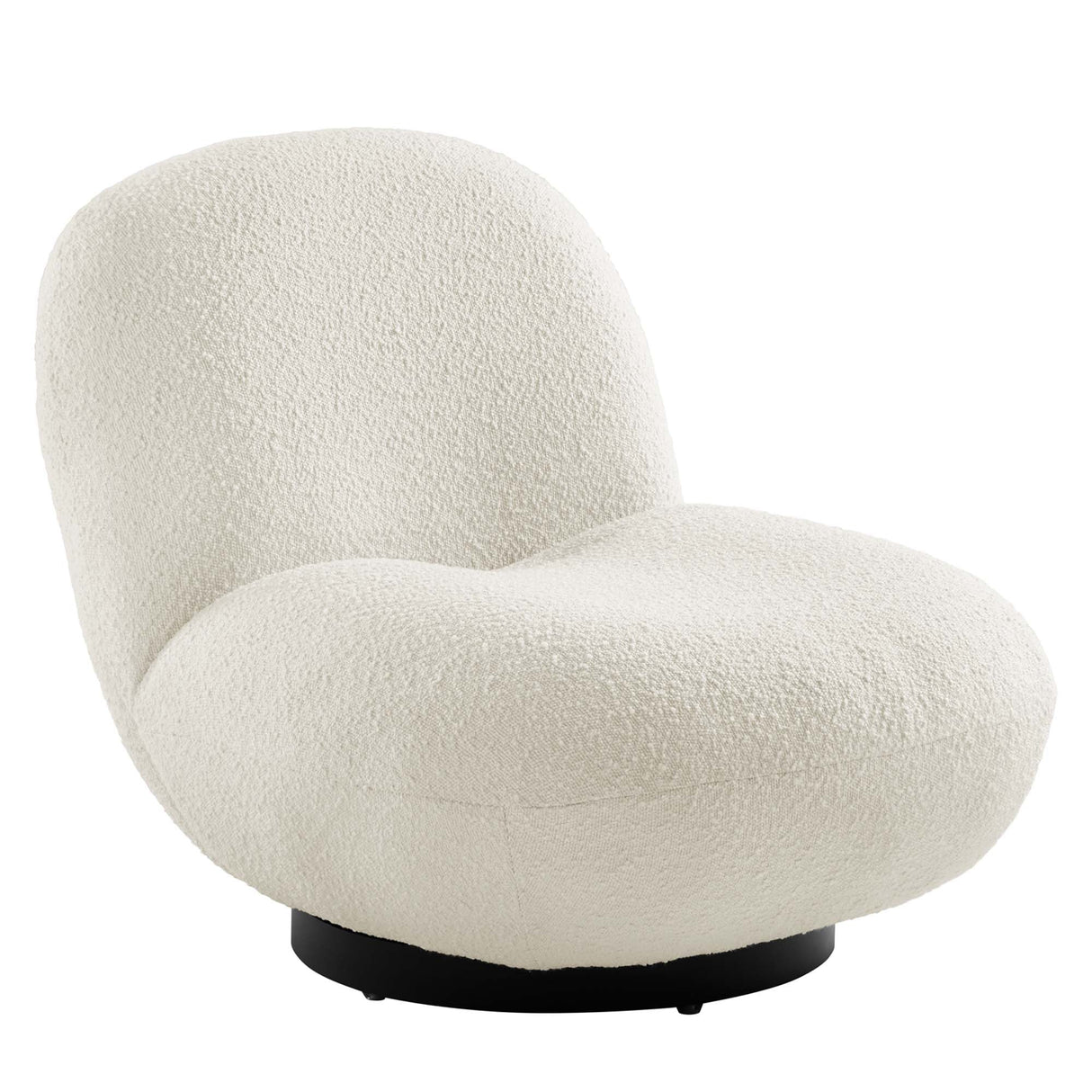 31 Inch Boucle Fabric Swivel Chair in Ivory