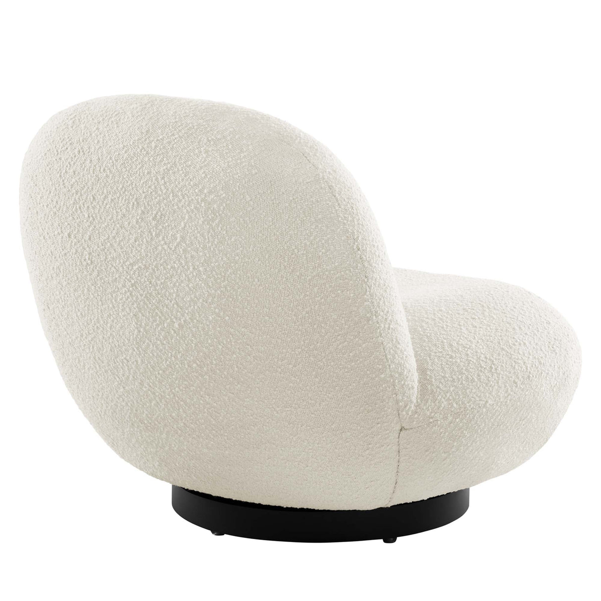 31 Inch Boucle Fabric Swivel Chair in Ivory