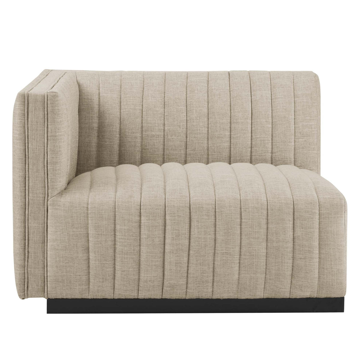 Channel Tufted Upholstered Fabric Left-Arm Sectional Chair 37 Inch