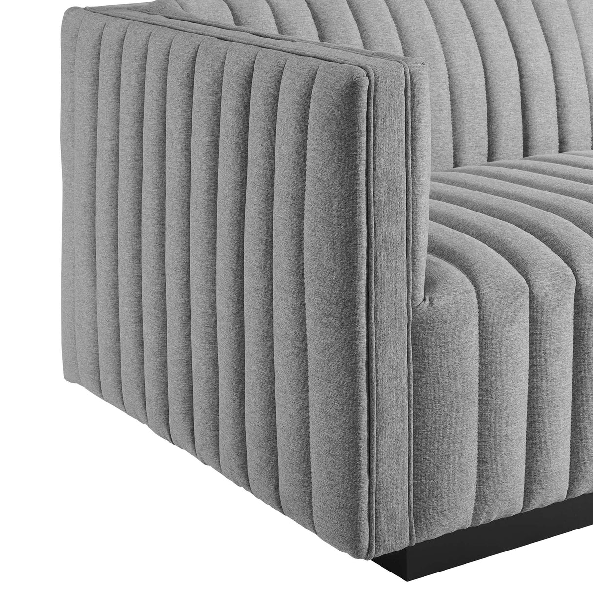 Channel Tufted Upholstered Fabric Left-Arm Sectional Chair 37 Inch