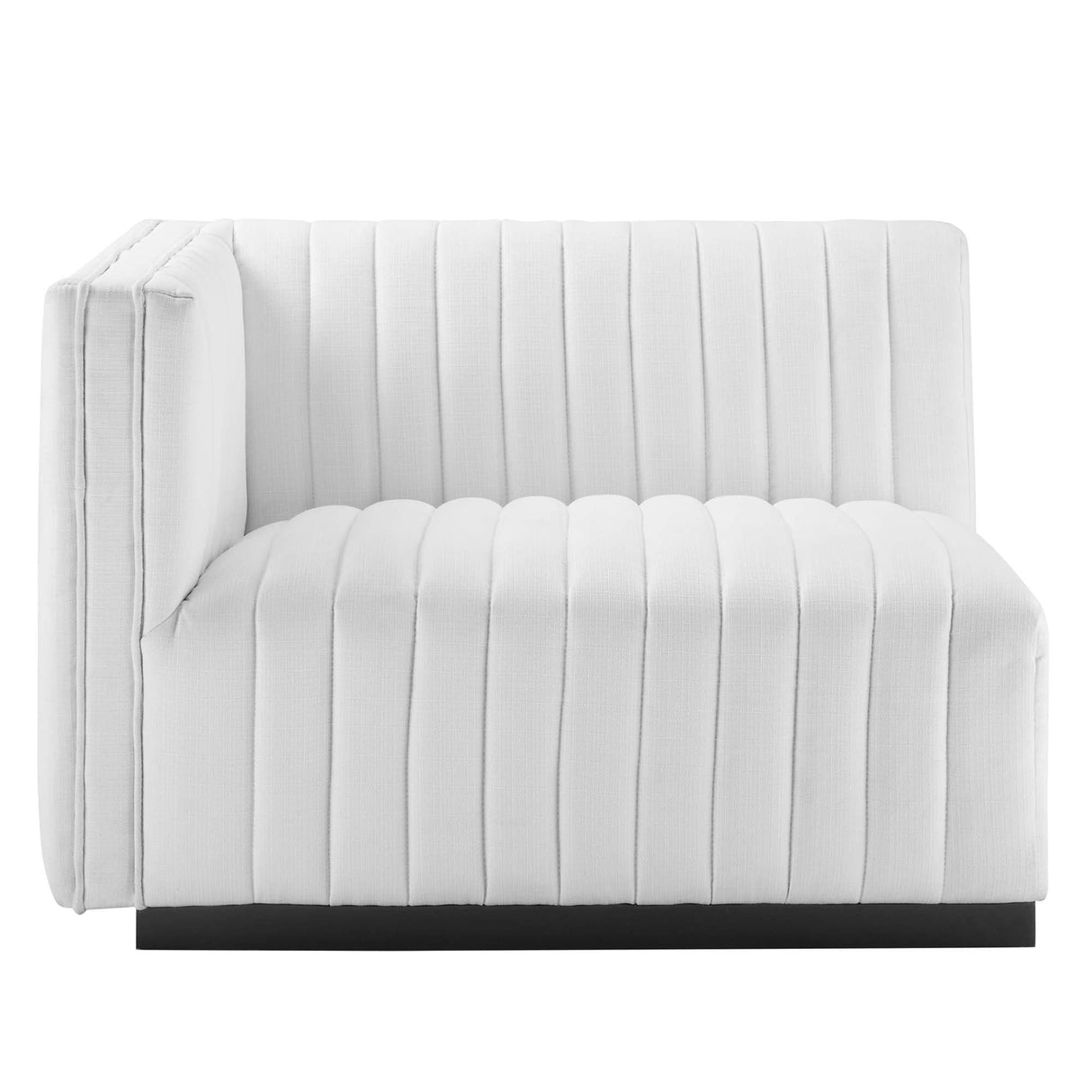 Channel Tufted Upholstered Fabric Left-Arm Sectional Chair 37 Inch