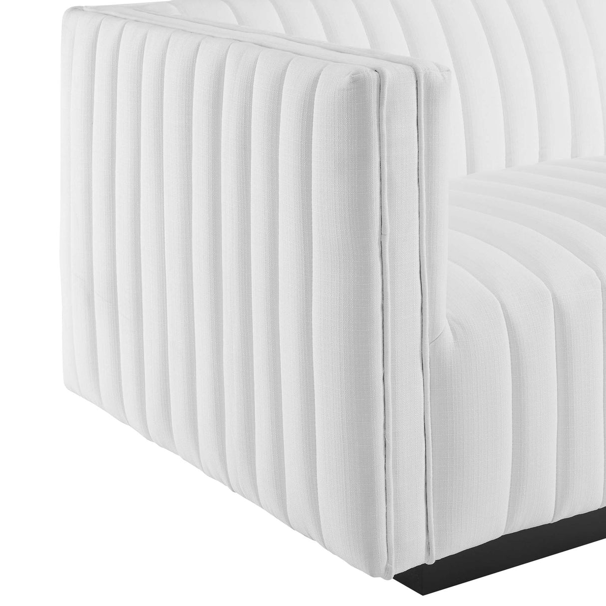Channel Tufted Upholstered Fabric Left-Arm Sectional Chair 37 Inch
