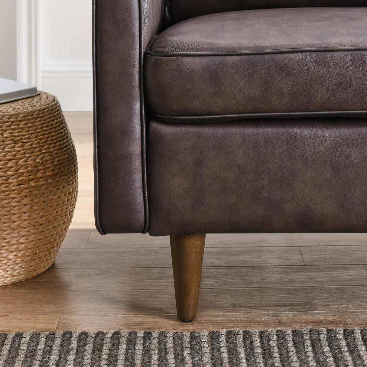 36 Inch Genuine Top-Grain Leather Accent Armchair