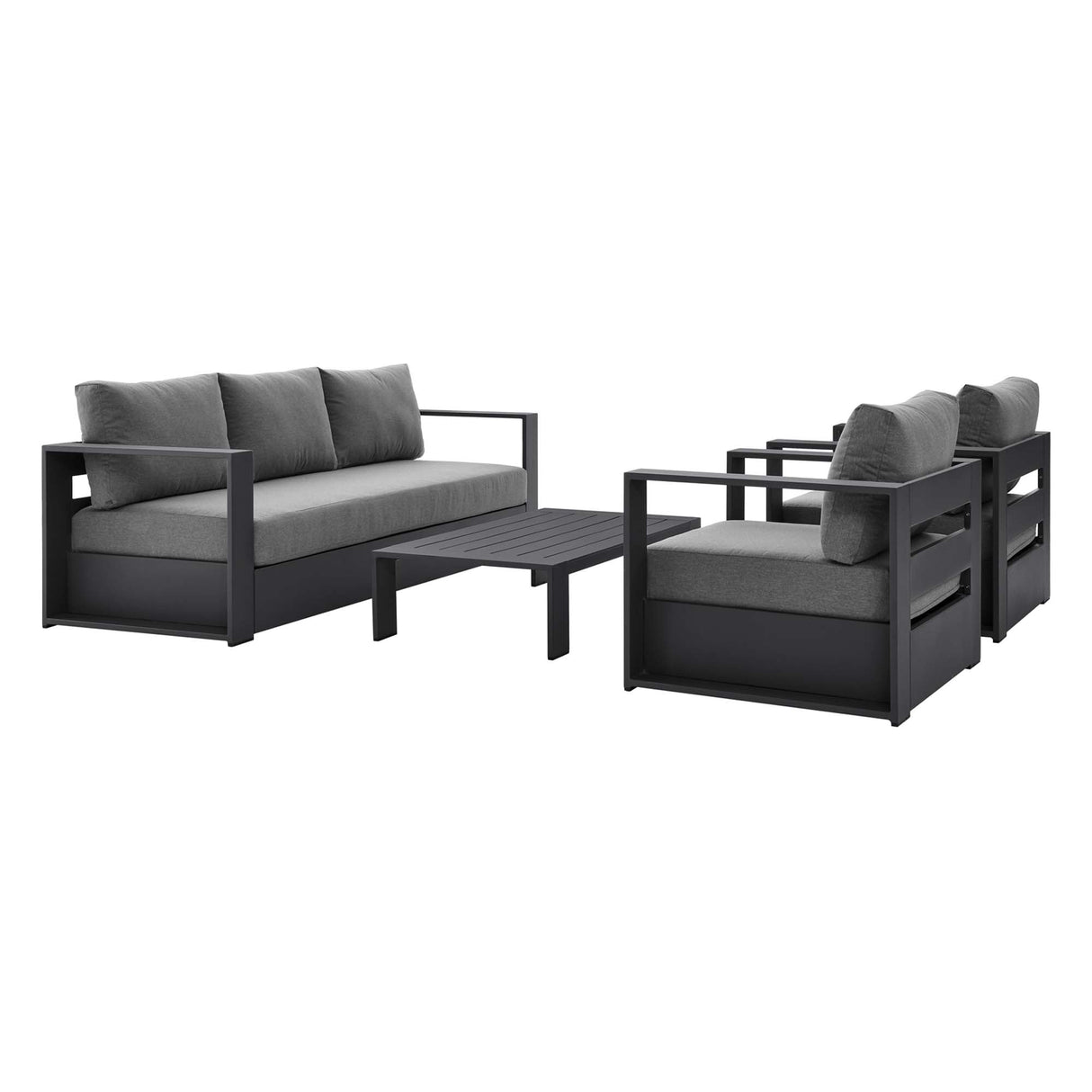 4-Piece Outdoor Aluminum Patio Set Complete Modern Dining and Seating Set for Patio