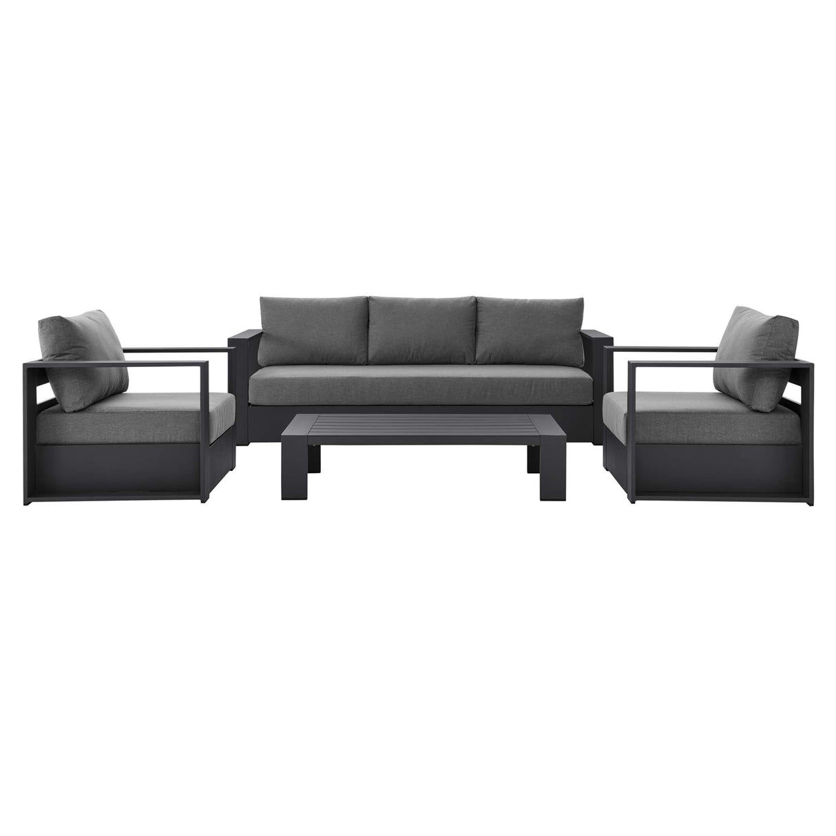4-Piece Outdoor Aluminum Patio Set Complete Modern Dining and Seating Set for Patio