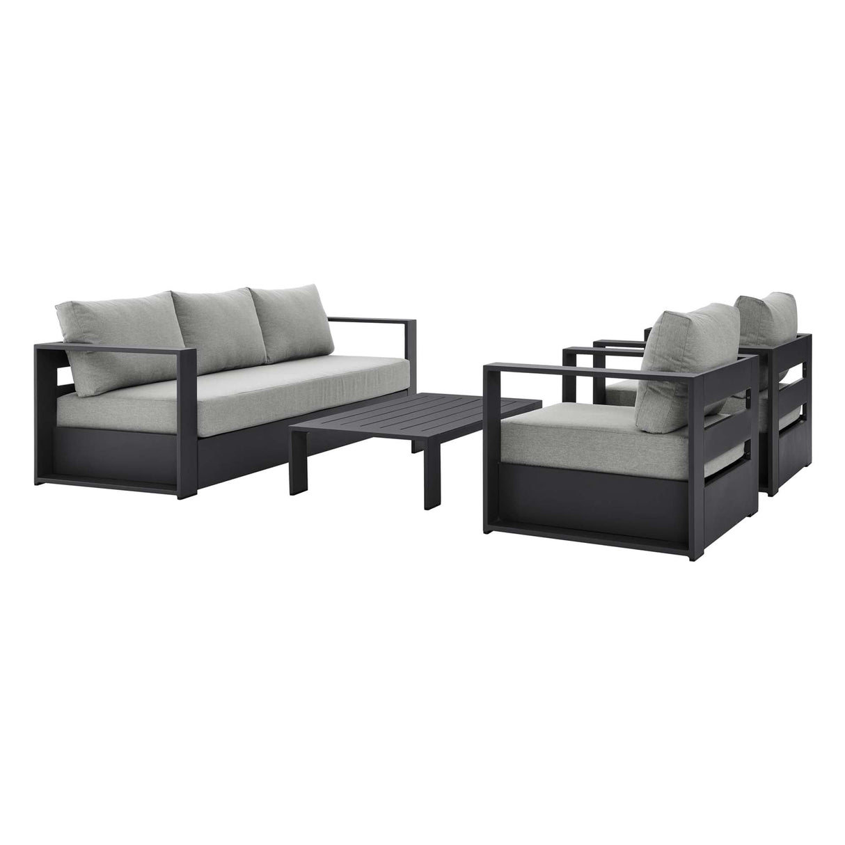 4-Piece Outdoor Aluminum Patio Set Complete Modern Dining and Seating Set for Patio
