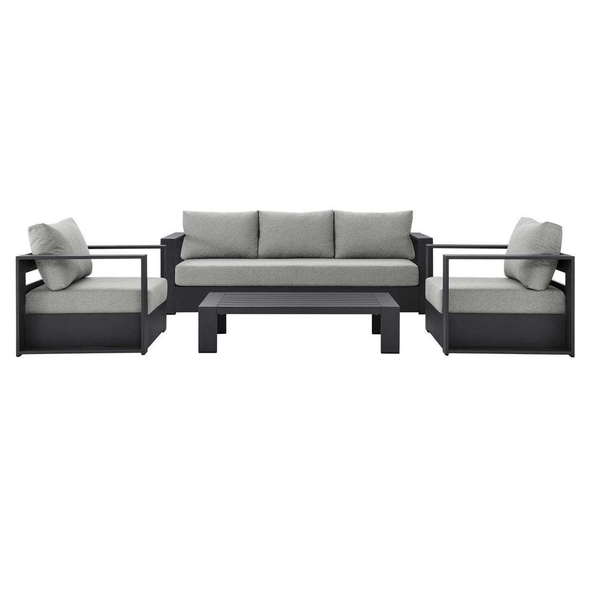 4-Piece Outdoor Aluminum Patio Set Complete Modern Dining and Seating Set for Patio