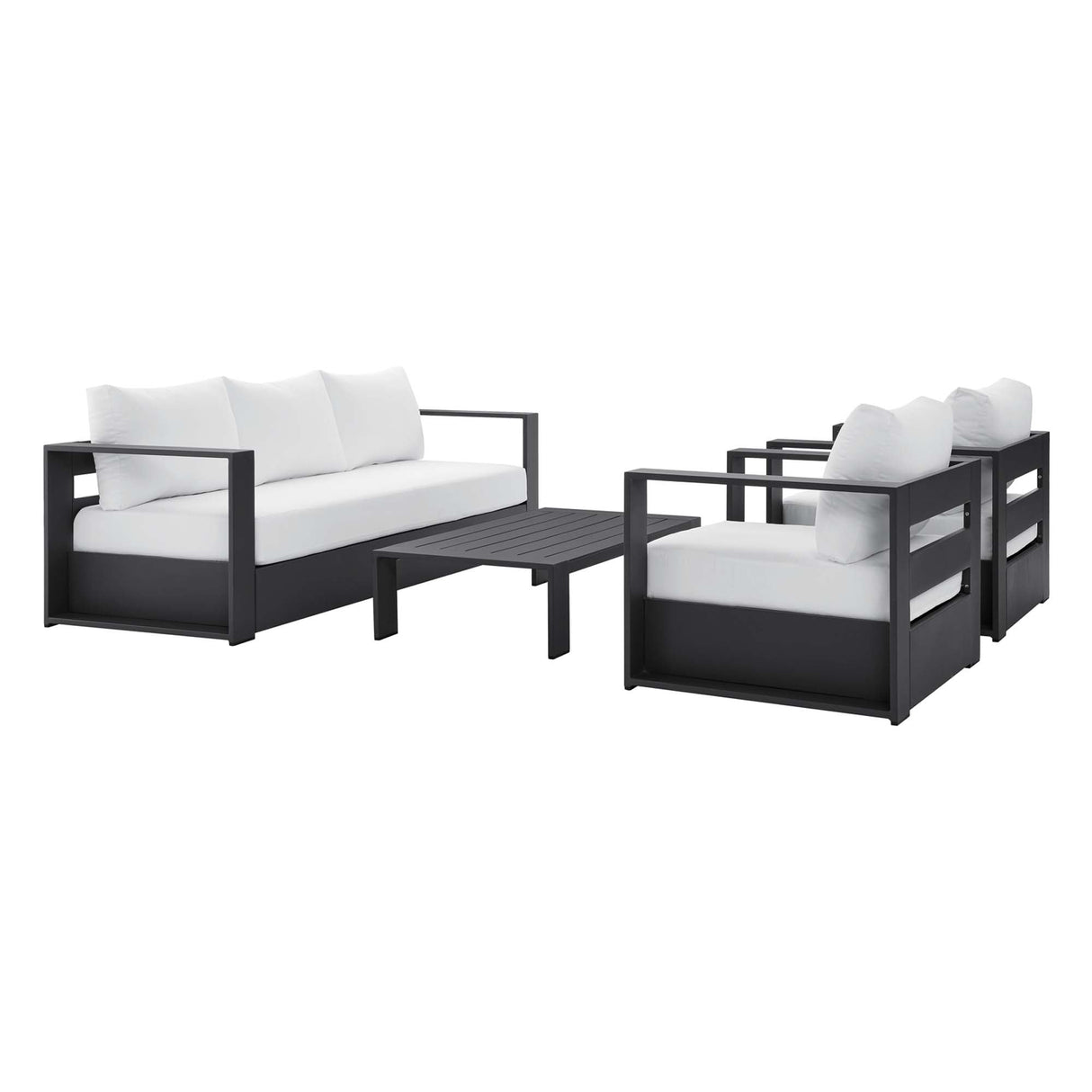 4-Piece Outdoor Aluminum Patio Set Complete Modern Dining and Seating Set for Patio