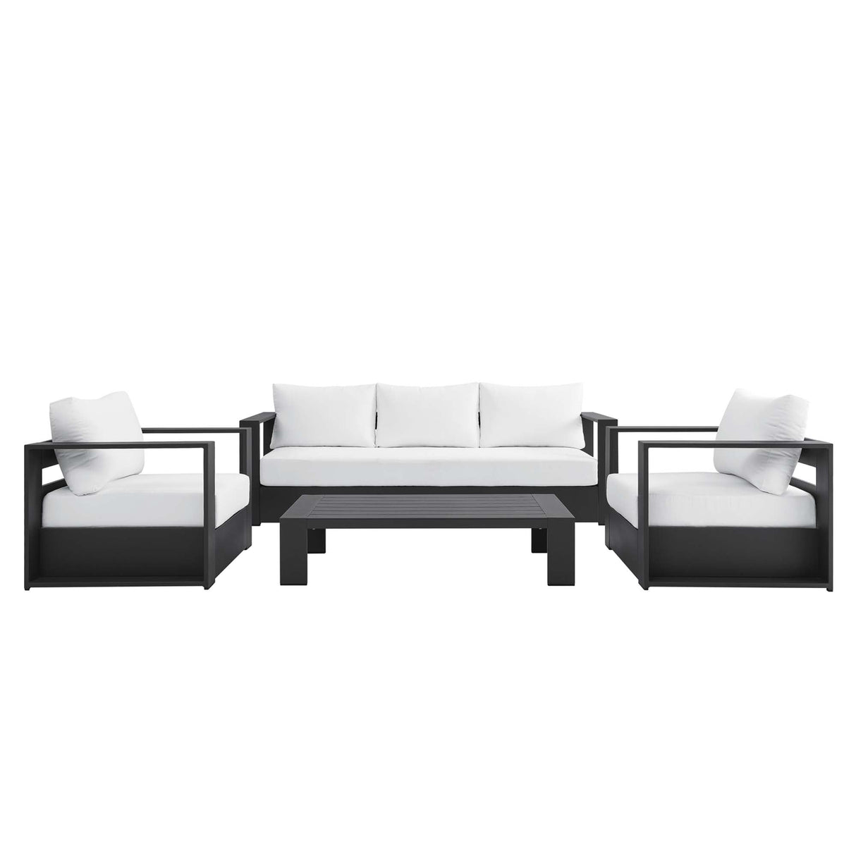 4-Piece Outdoor Aluminum Patio Set Complete Modern Dining and Seating Set for Patio