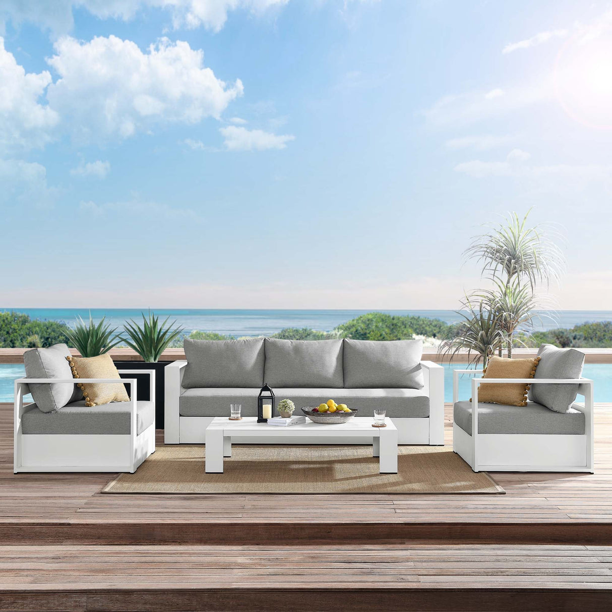 4-Piece Outdoor Aluminum Patio Set Complete Modern Dining and Seating Set for Patio