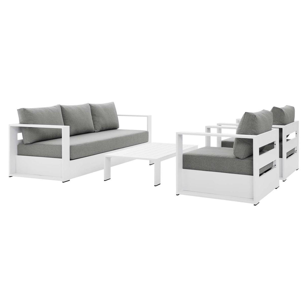 4-Piece Outdoor Aluminum Patio Set Complete Modern Dining and Seating Set for Patio