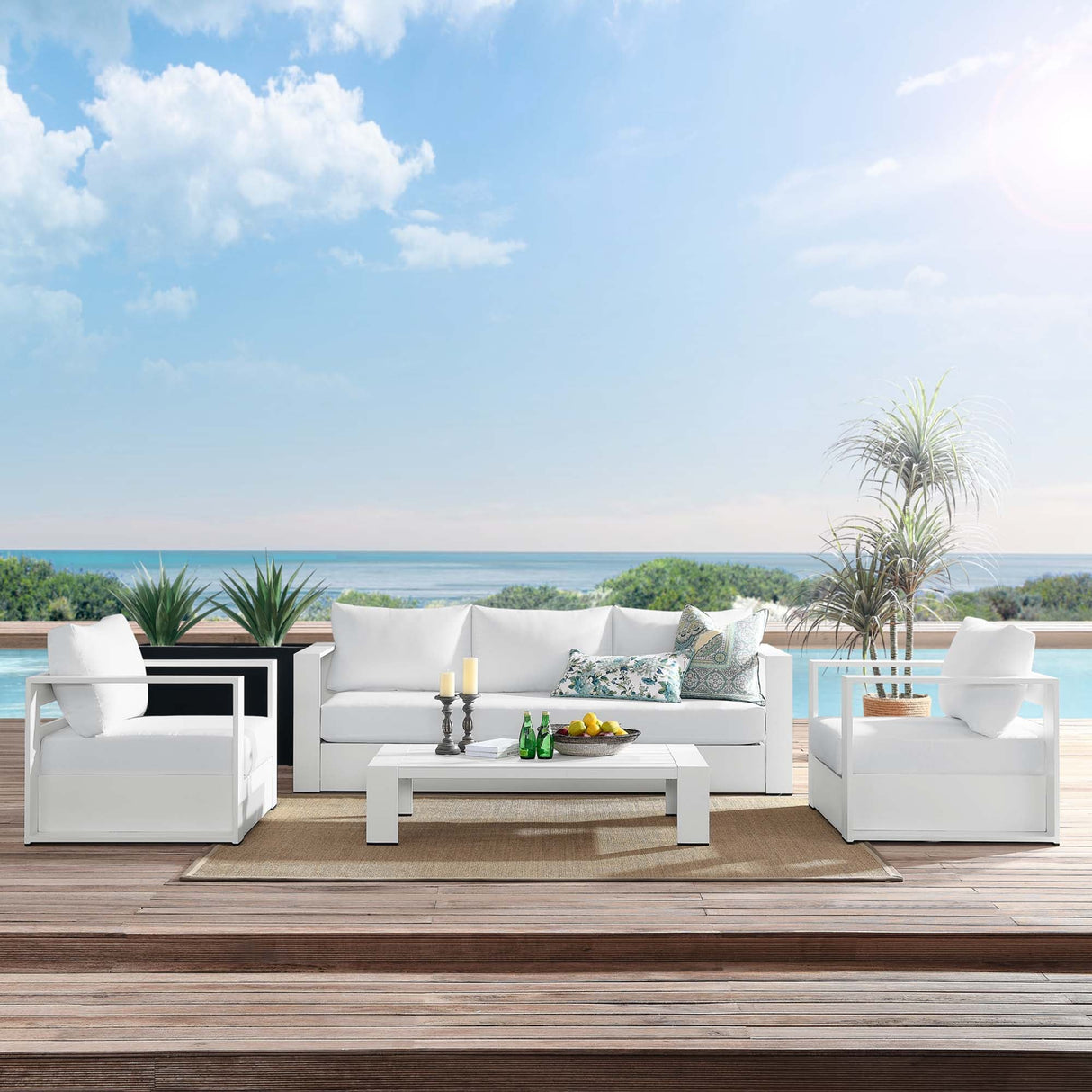 4-Piece Outdoor Aluminum Patio Set Complete Modern Dining and Seating Set for Patio