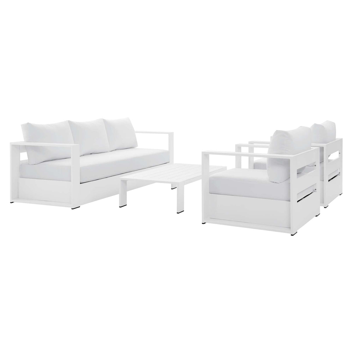 4-Piece Outdoor Aluminum Patio Set Complete Modern Dining and Seating Set for Patio