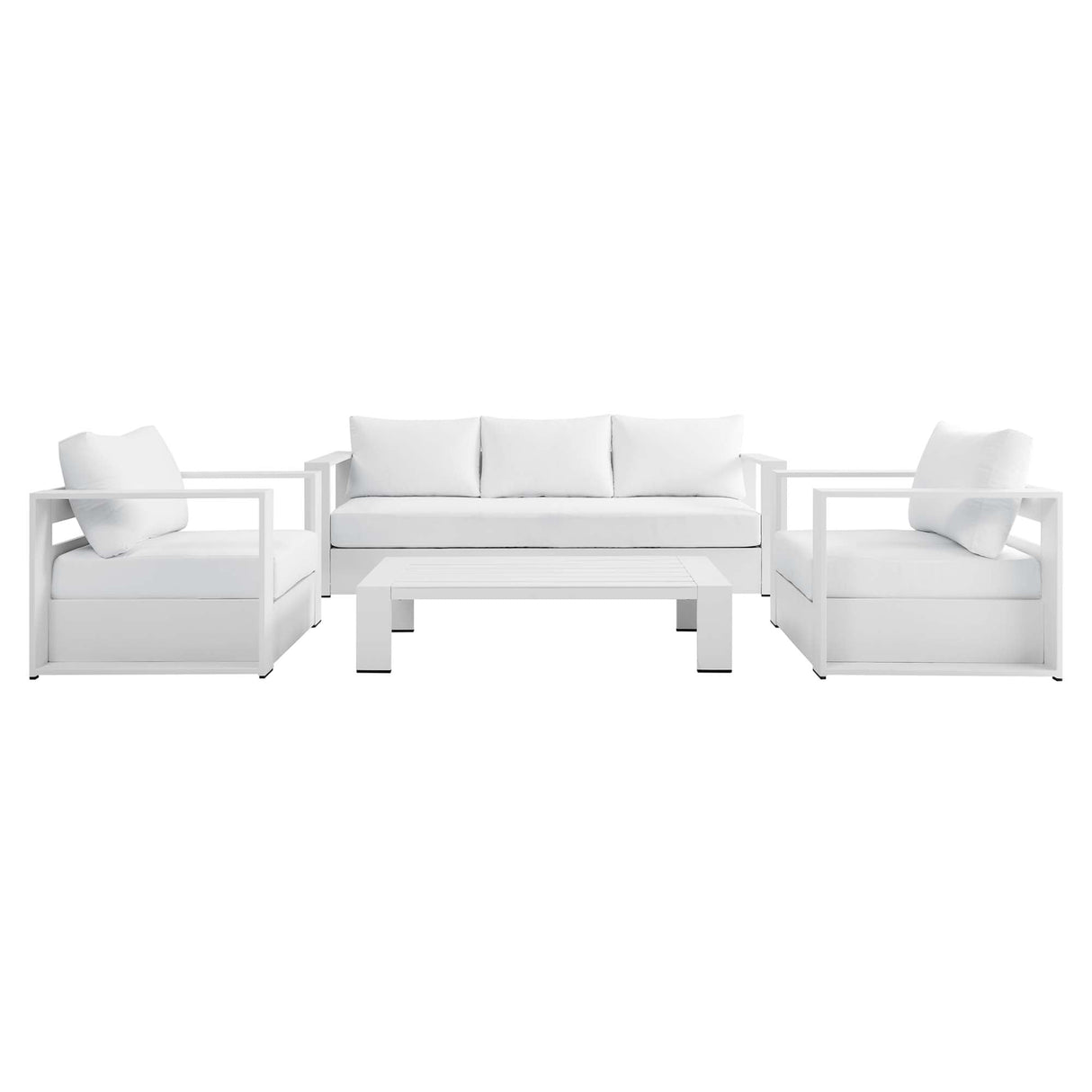 4-Piece Outdoor Aluminum Patio Set Complete Modern Dining and Seating Set for Patio
