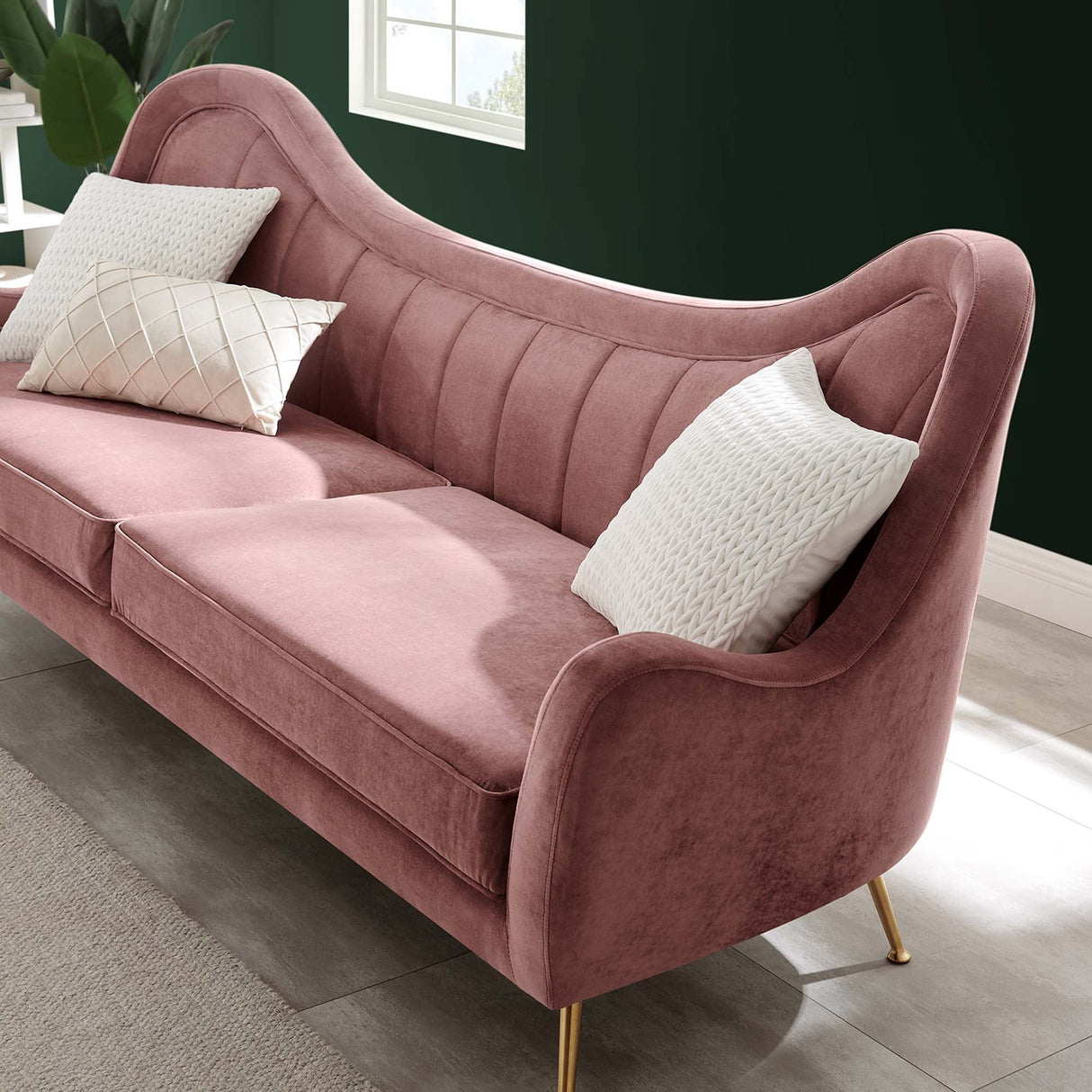 Victorian Channel Tufted Performance Velvet Sofa
