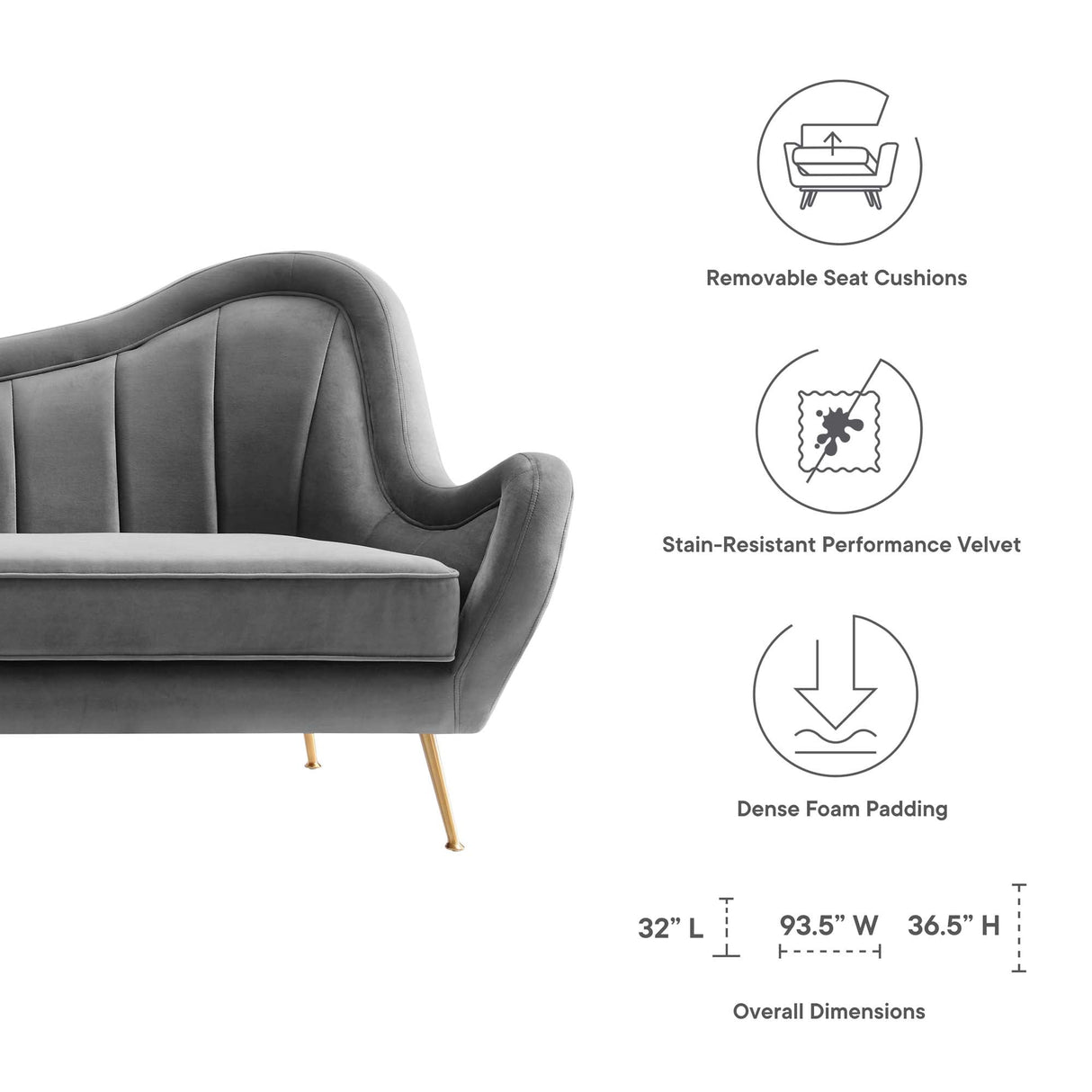 Victorian Channel Tufted Performance Velvet Sofa