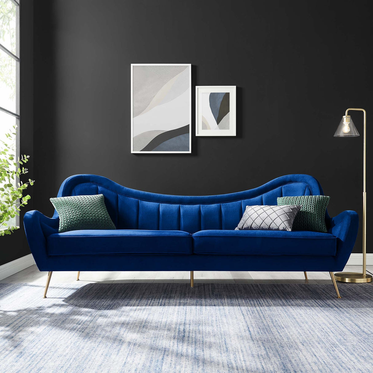Victorian Channel Tufted Performance Velvet Sofa