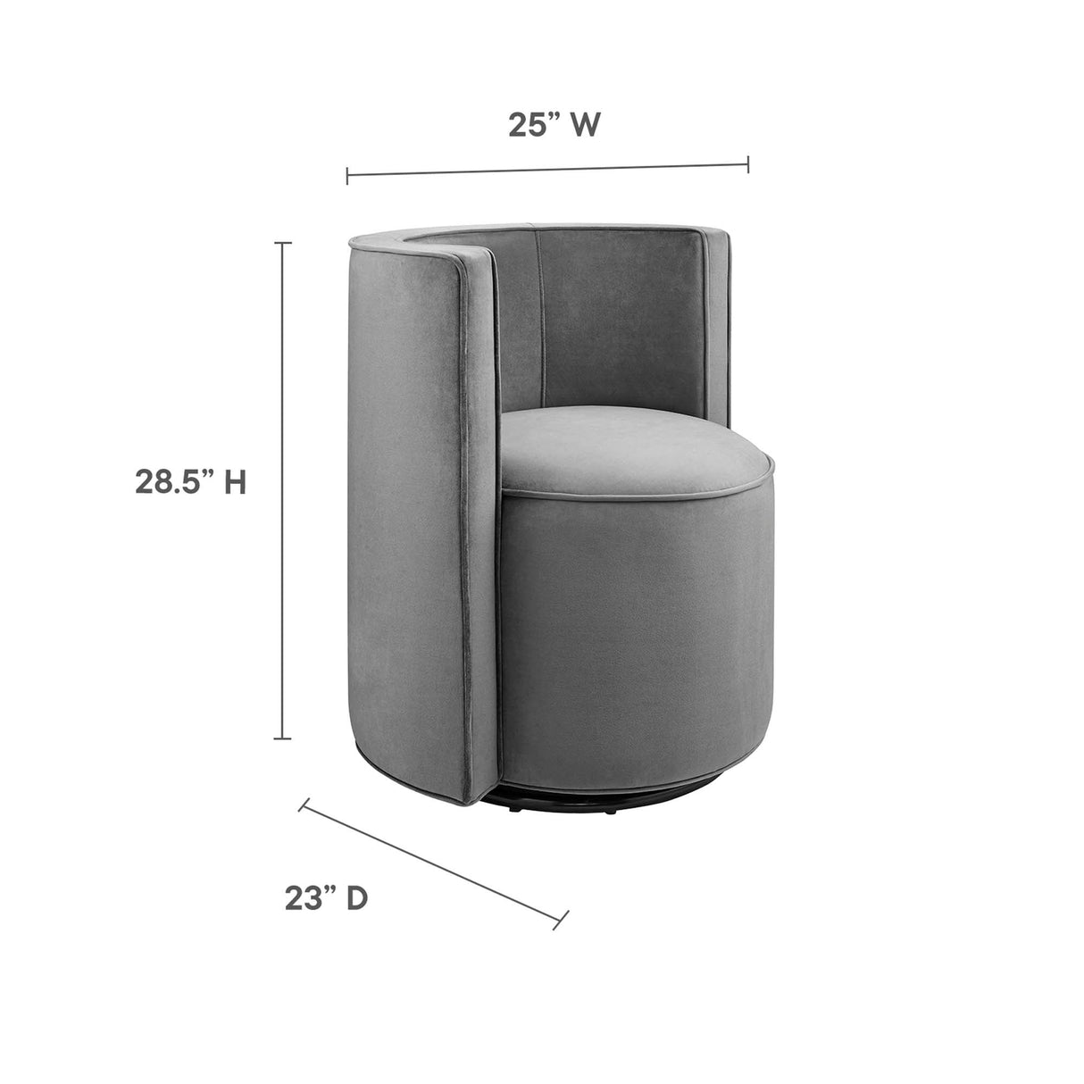 25 Inch Della Mid-Century Modern Performance Velvet Swivel Accent Chair