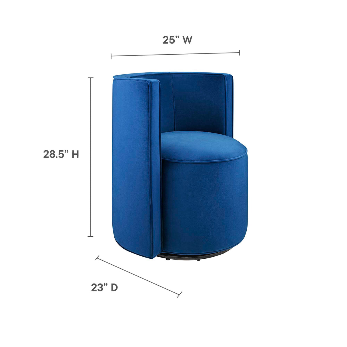 25 Inch Della Mid-Century Modern Performance Velvet Swivel Accent Chair