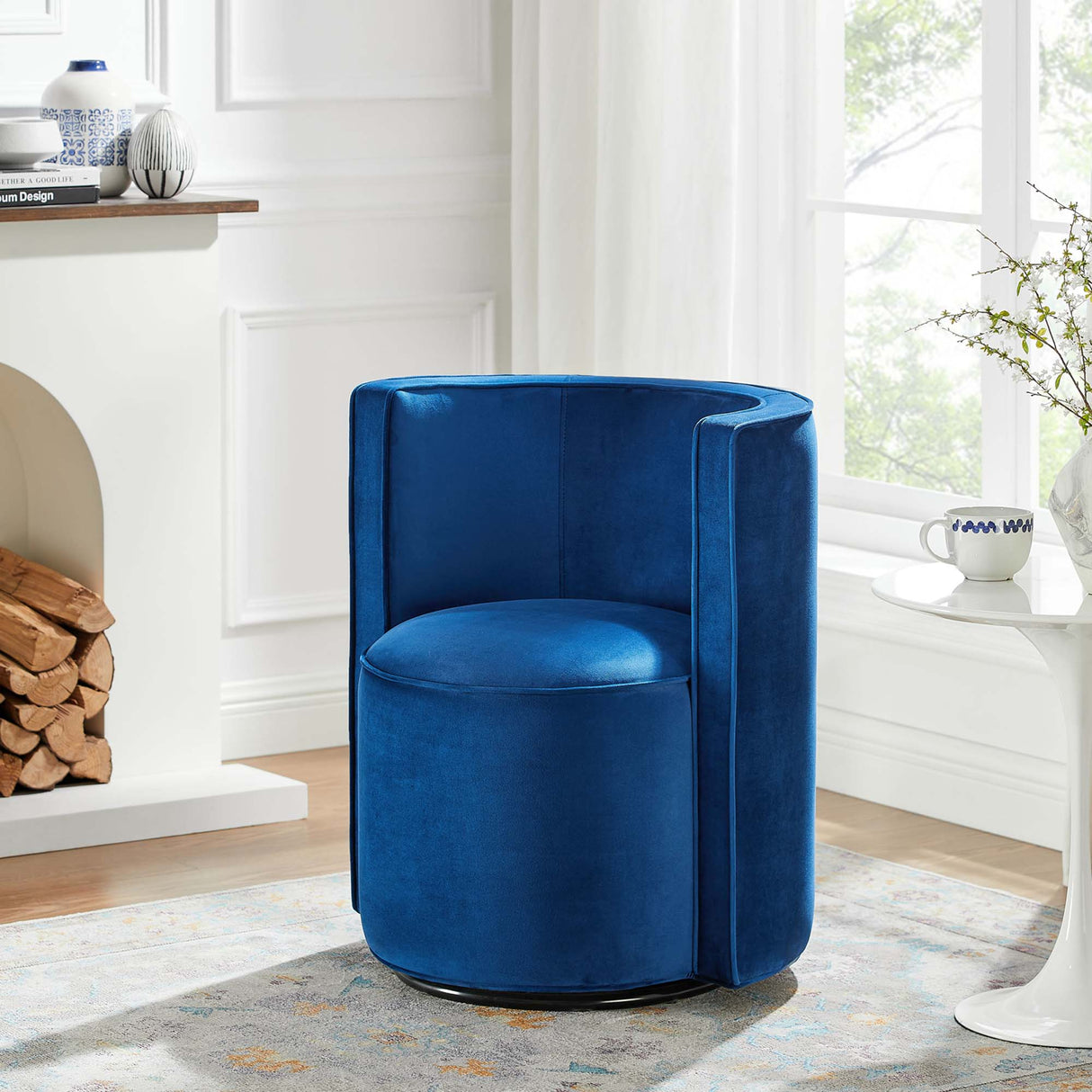25 Inch Della Mid-Century Modern Performance Velvet Swivel Accent Chair