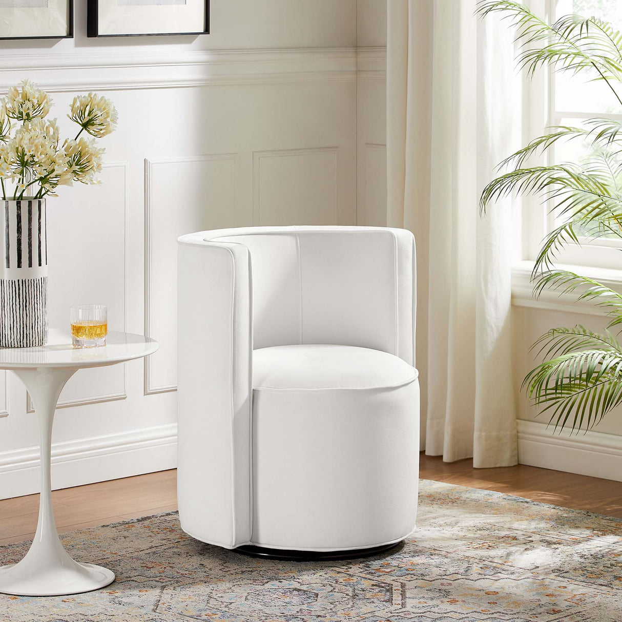 25 Inch Della Mid-Century Modern Performance Velvet Swivel Accent Chair