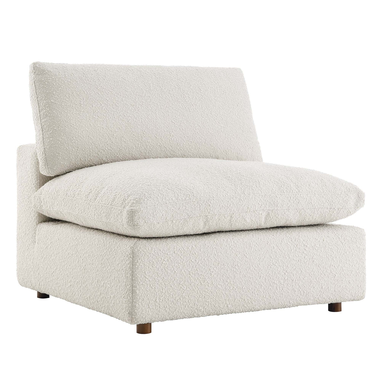 Down Filled Overstuffed Boucle Fabric Armless Chair 40 Inch